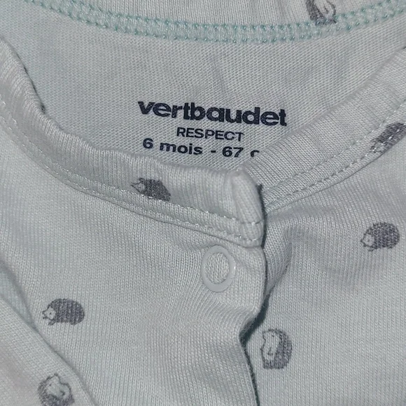 2/$5 Light Mint Footed Baby One-Piece with Footies Featuring Hedgehogs - Picture 2 of 6